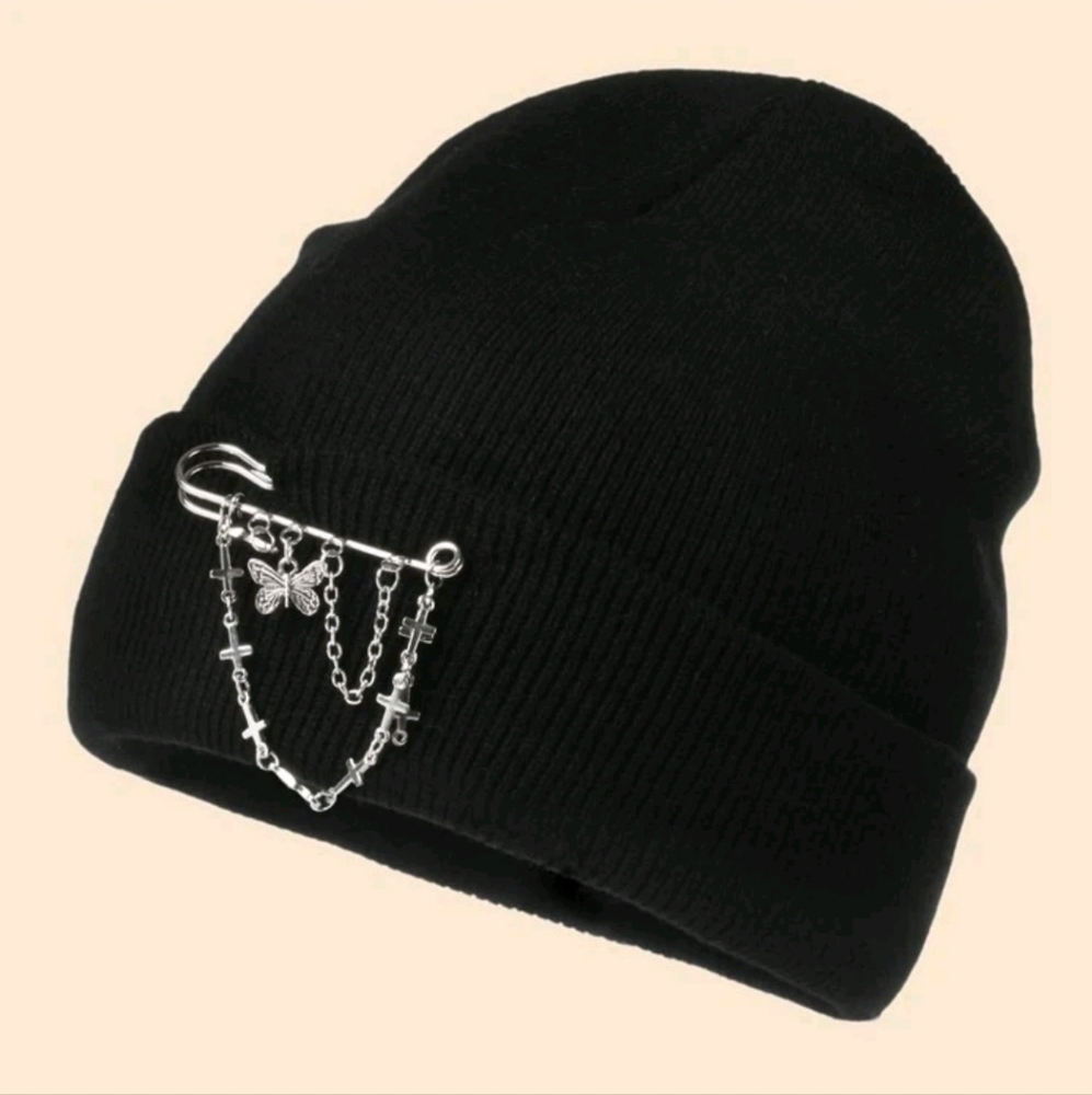 * Butterfly Charm Beanie Hat NWOT